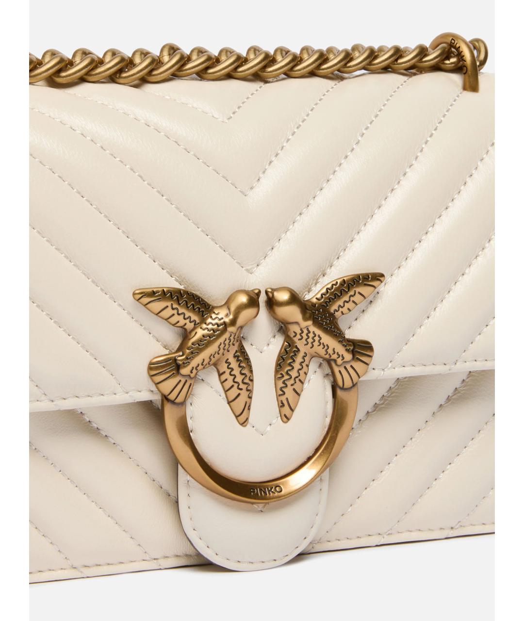 PINKO Бежевая хлопковая сумка через плечо, фото 4