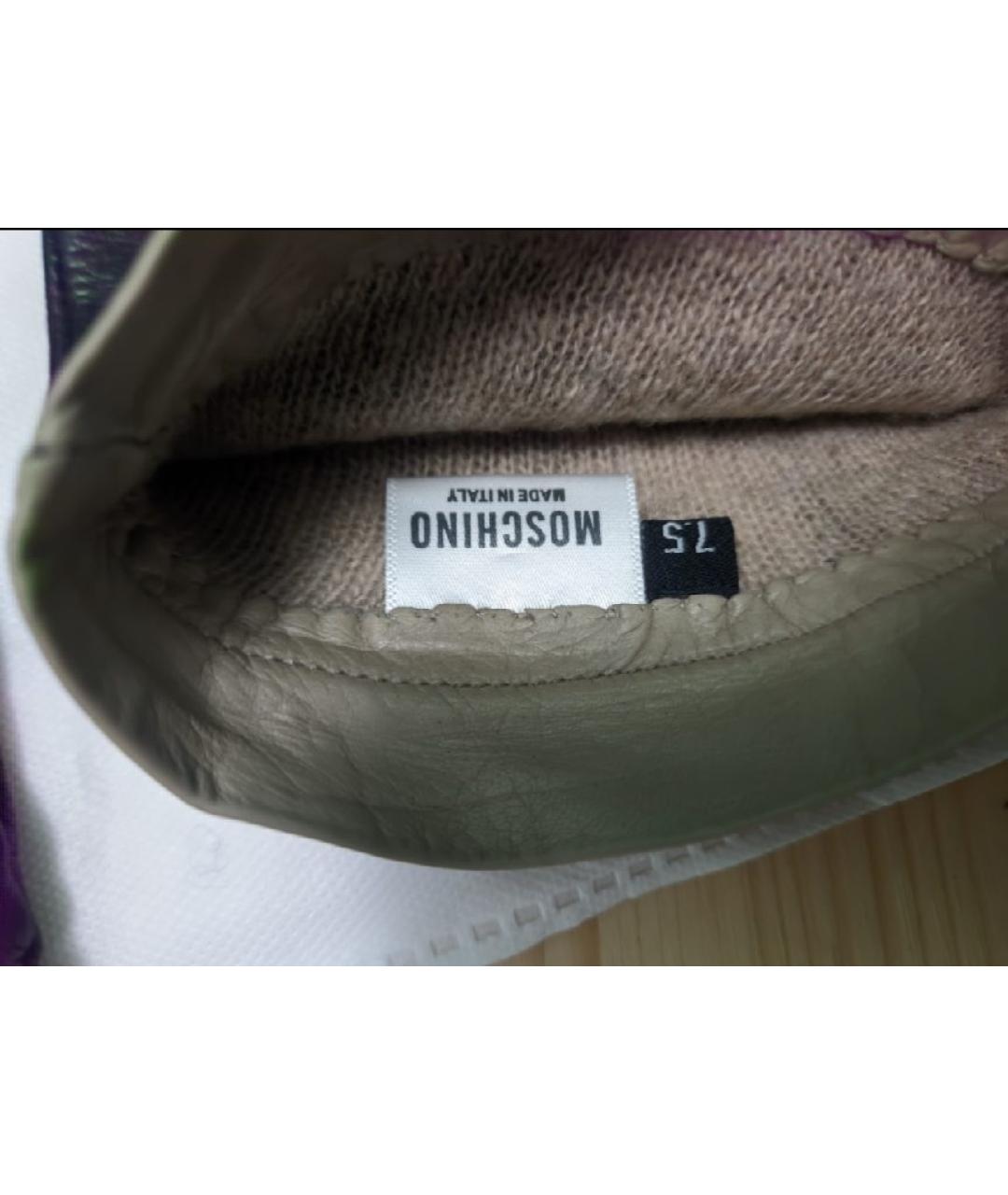 MOSCHINO Черные кожаные перчатки, фото 3