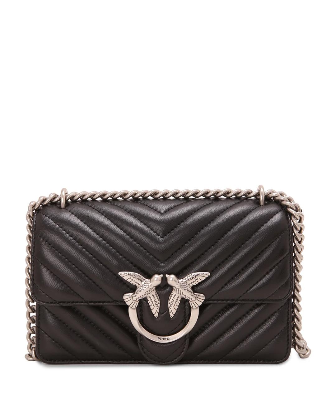 PINKO Черная кожаная сумка через плечо, фото 1