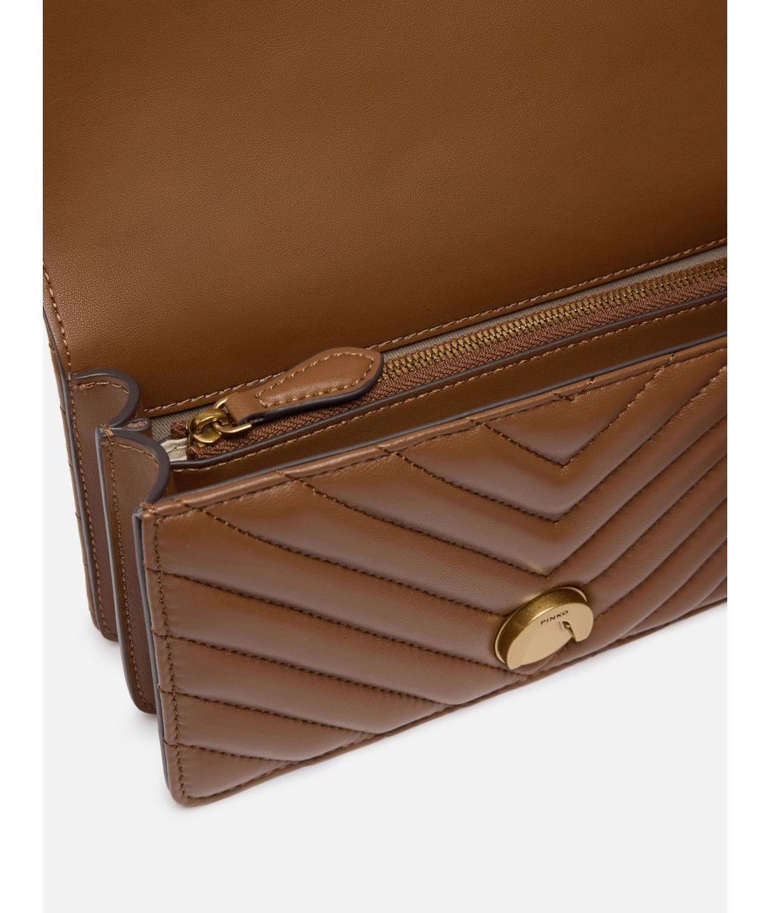 PINKO Коричневая кожаная сумка через плечо, фото 4