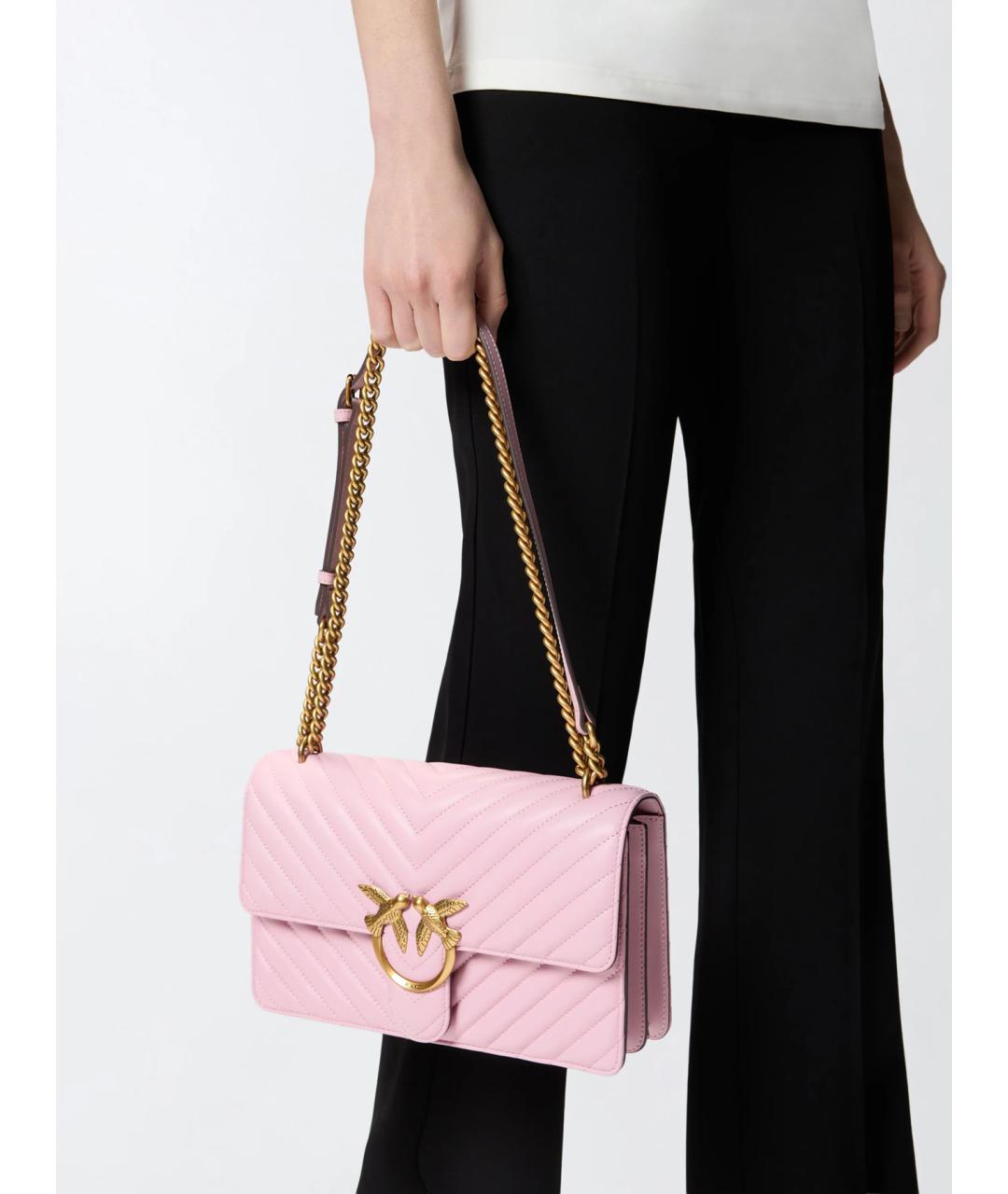 PINKO Розовая кожаная сумка через плечо, фото 3