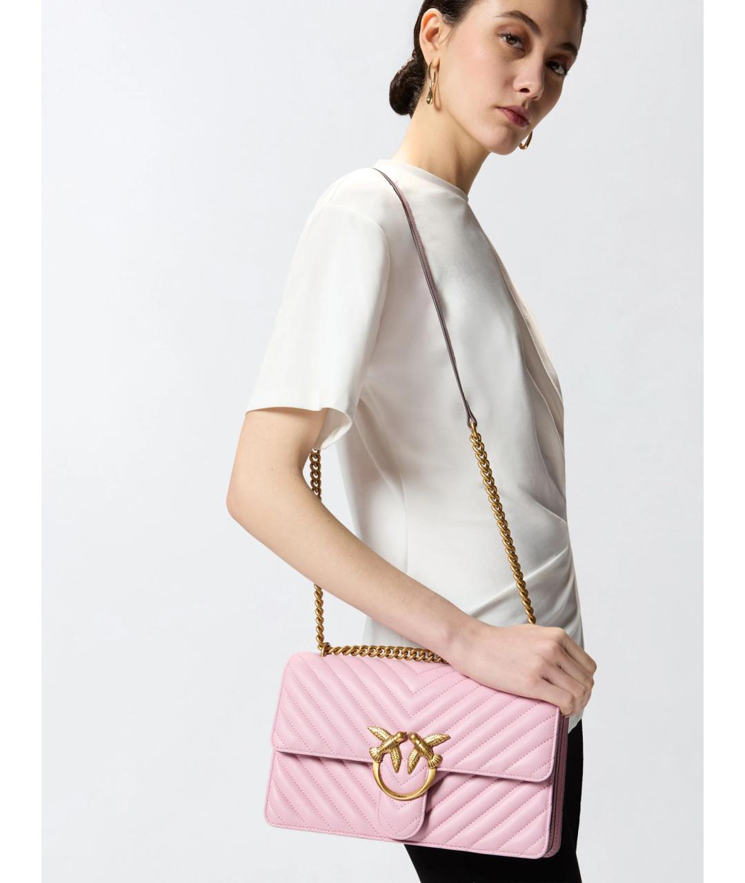 PINKO Розовая кожаная сумка через плечо, фото 2