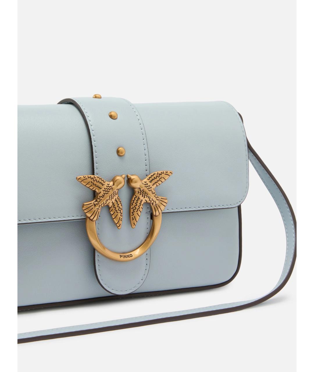 PINKO Голубая кожаная сумка через плечо, фото 4