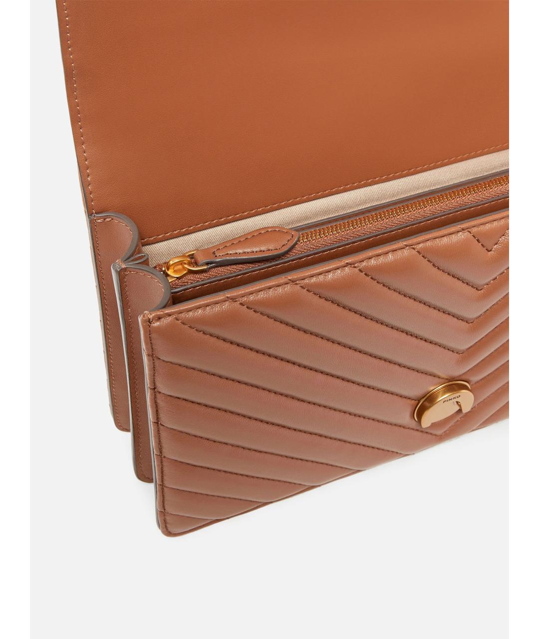 PINKO Коричневая кожаная сумка через плечо, фото 4