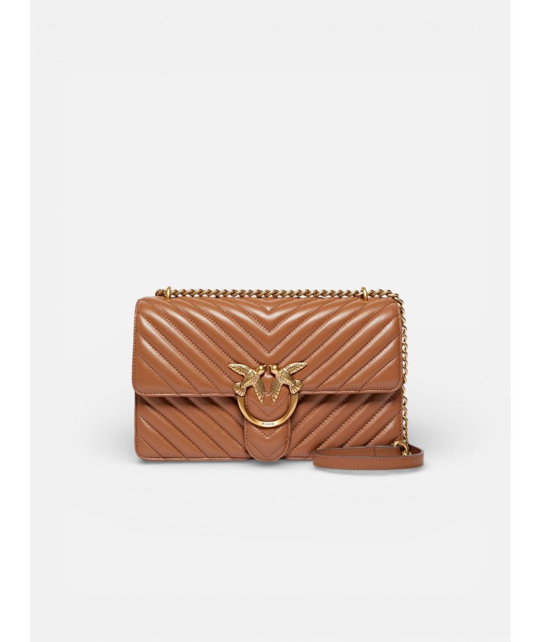 PINKO Коричневая кожаная сумка через плечо, фото 5
