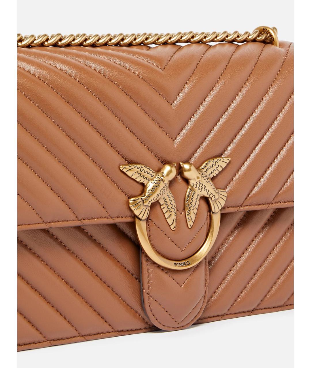 PINKO Коричневая кожаная сумка через плечо, фото 2