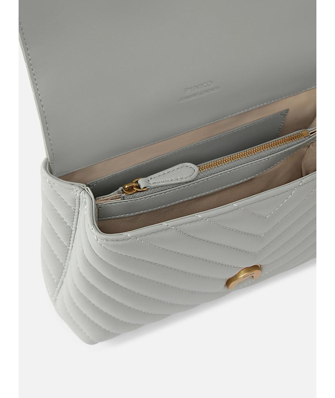PINKO Серая кожаная сумка через плечо, фото 4