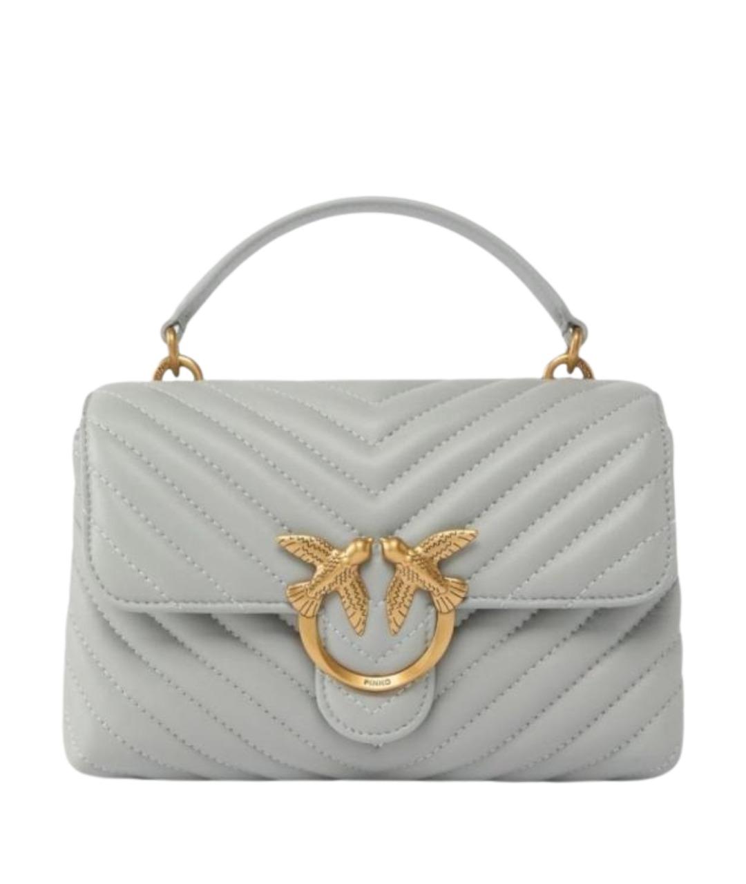 PINKO Серая кожаная сумка через плечо, фото 1