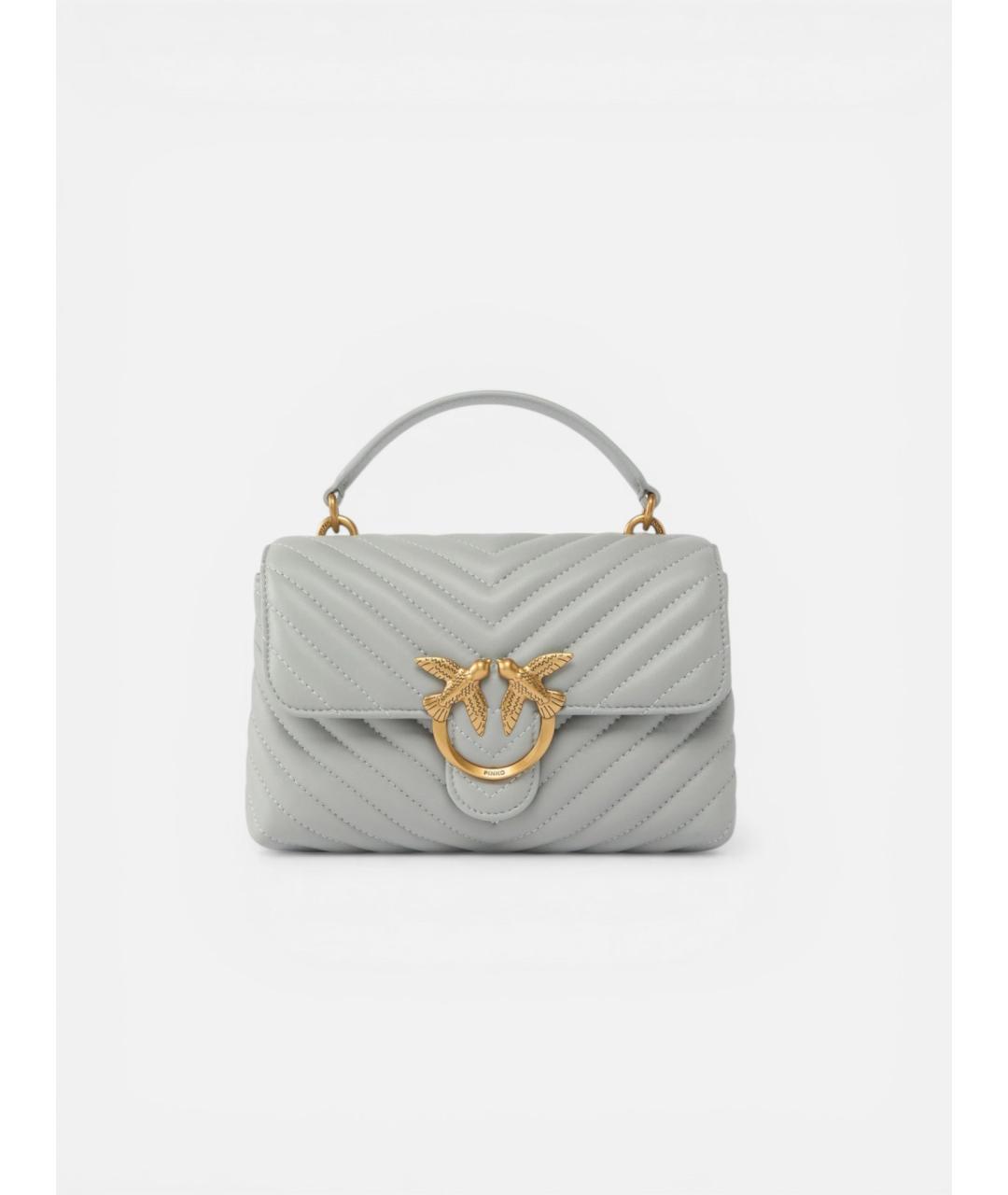 PINKO Серая кожаная сумка через плечо, фото 5