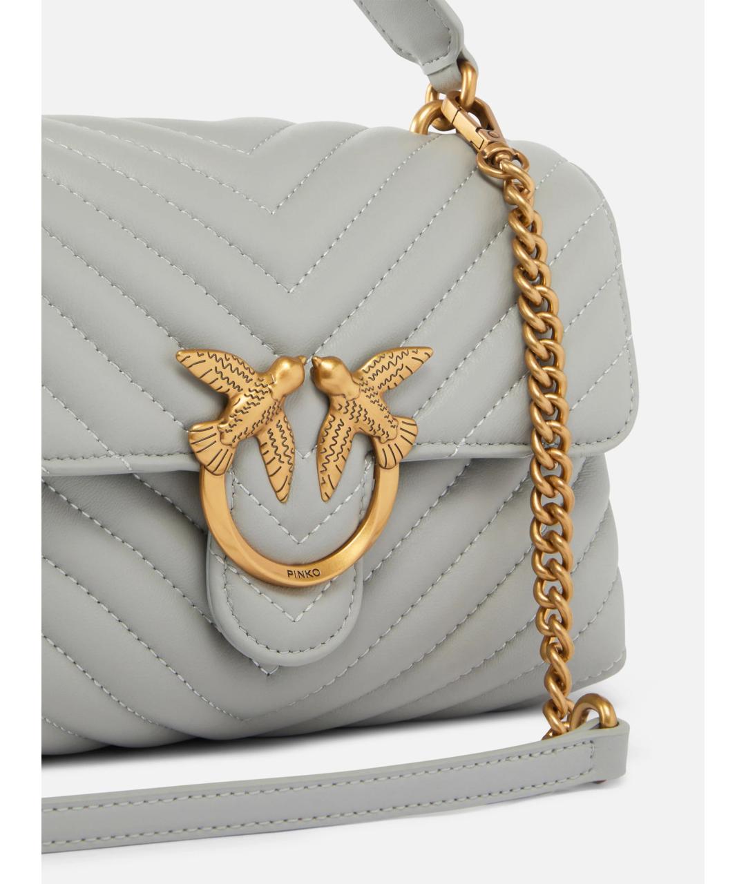 PINKO Серая кожаная сумка через плечо, фото 2