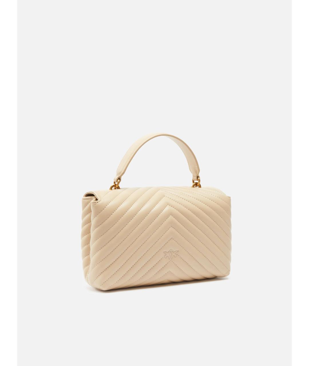 PINKO Бежевая кожаная сумка через плечо, фото 3