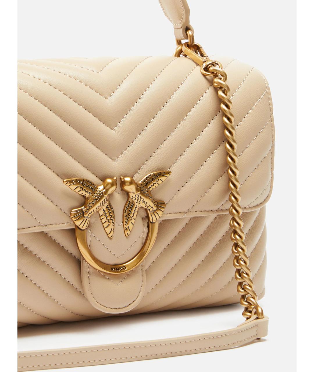 PINKO Бежевая кожаная сумка через плечо, фото 2