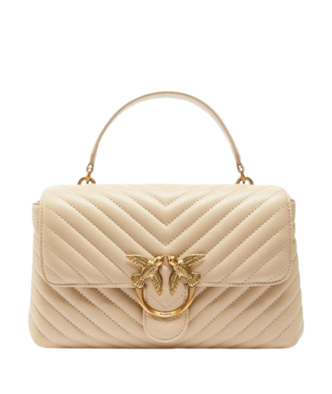 PINKO Бежевая кожаная сумка через плечо, фото 1