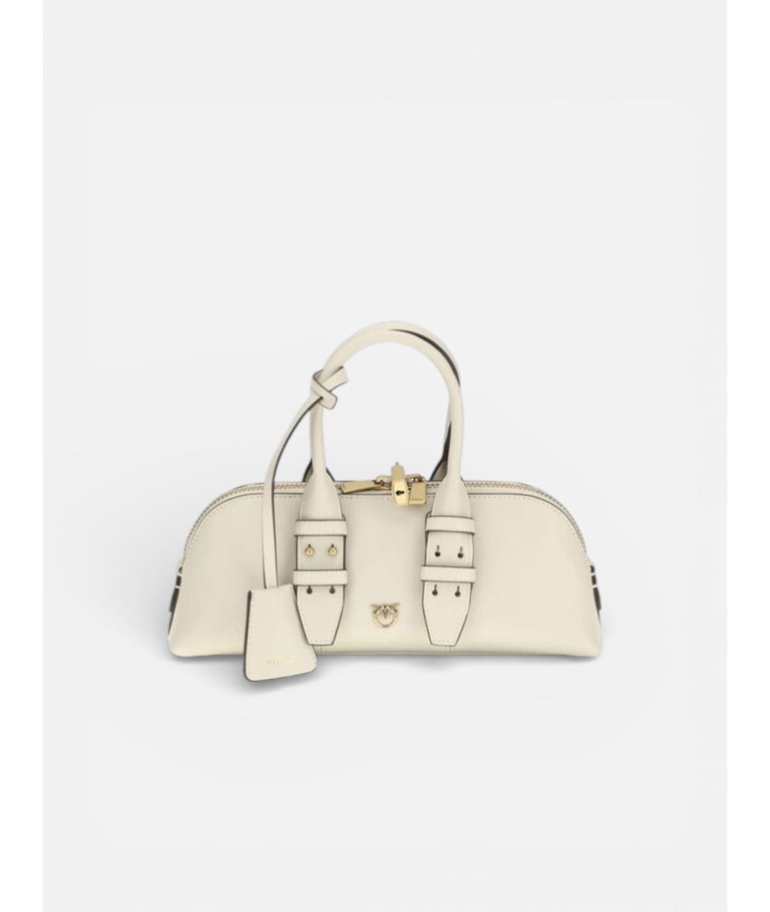 PINKO Белая кожаная сумка с короткими ручками, фото 5