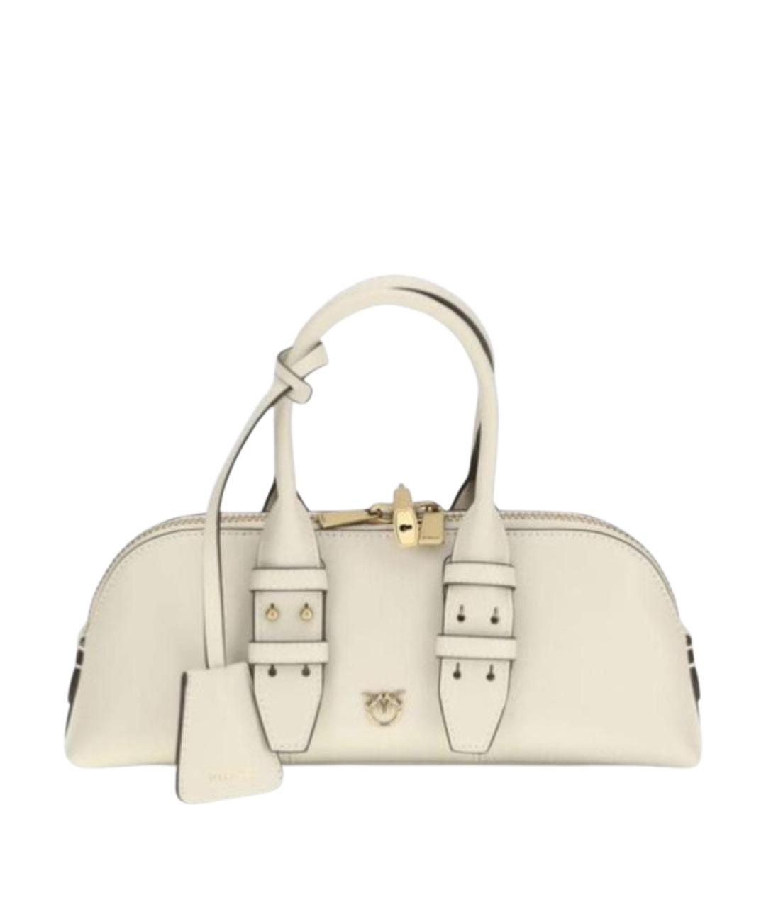 PINKO Белая кожаная сумка с короткими ручками, фото 1