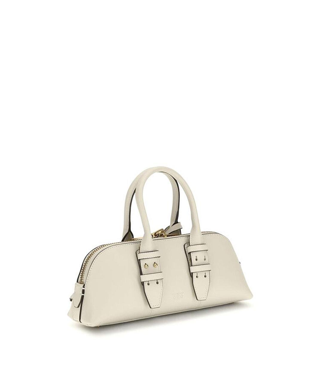 PINKO Белая кожаная сумка с короткими ручками, фото 3