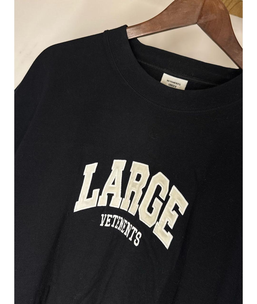 VETEMENTS Черная хлопковая футболка, фото 2