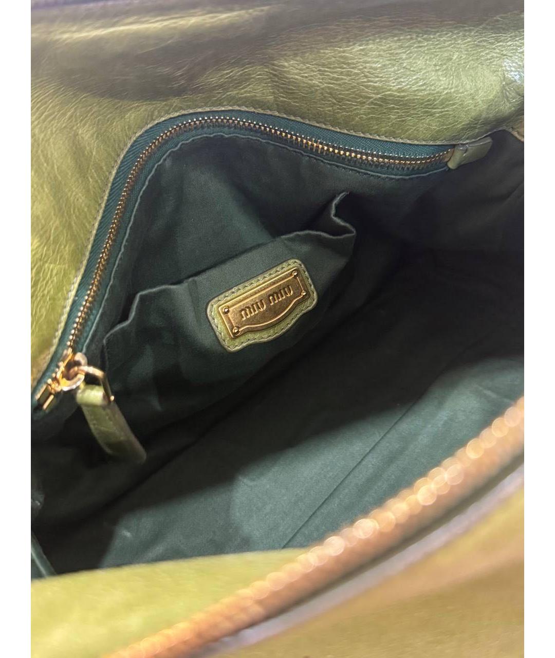 MIU MIU Зеленая кожаная сумка с короткими ручками, фото 4
