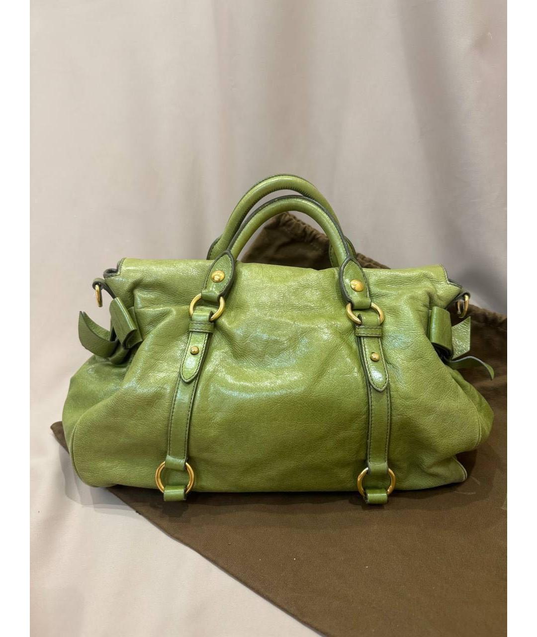 MIU MIU Зеленая кожаная сумка с короткими ручками, фото 2