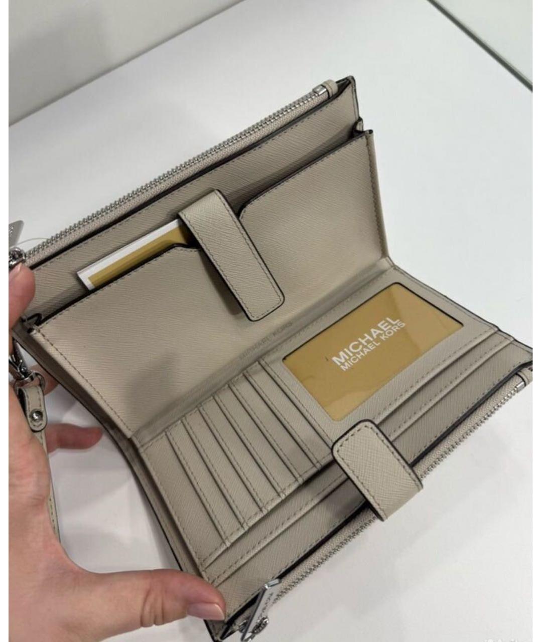 MICHAEL KORS Серый кожаный кошелек, фото 3