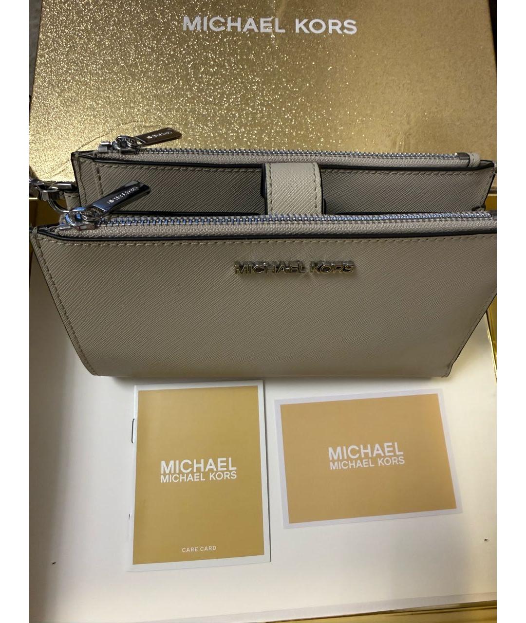 MICHAEL KORS Серый кожаный кошелек, фото 6
