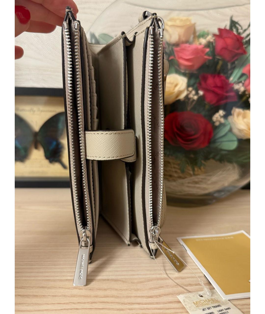 MICHAEL KORS Серый кожаный кошелек, фото 8