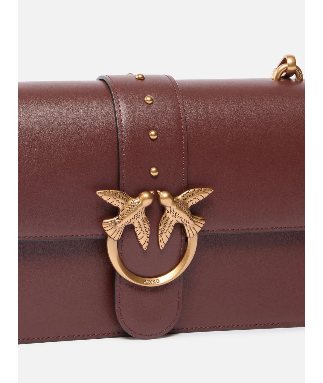 PINKO Бордовая кожаная сумка через плечо, фото 2