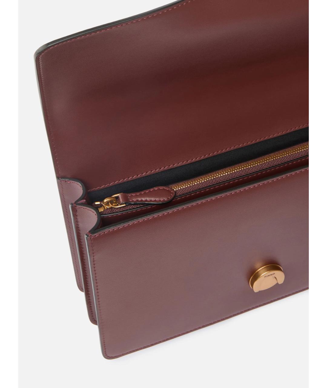 PINKO Бордовая кожаная сумка через плечо, фото 4