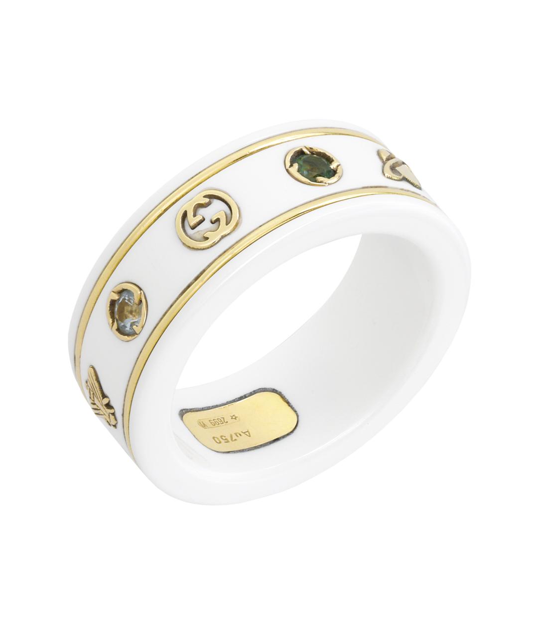 GUCCI Белое кольцо из желтого золота, фото 2