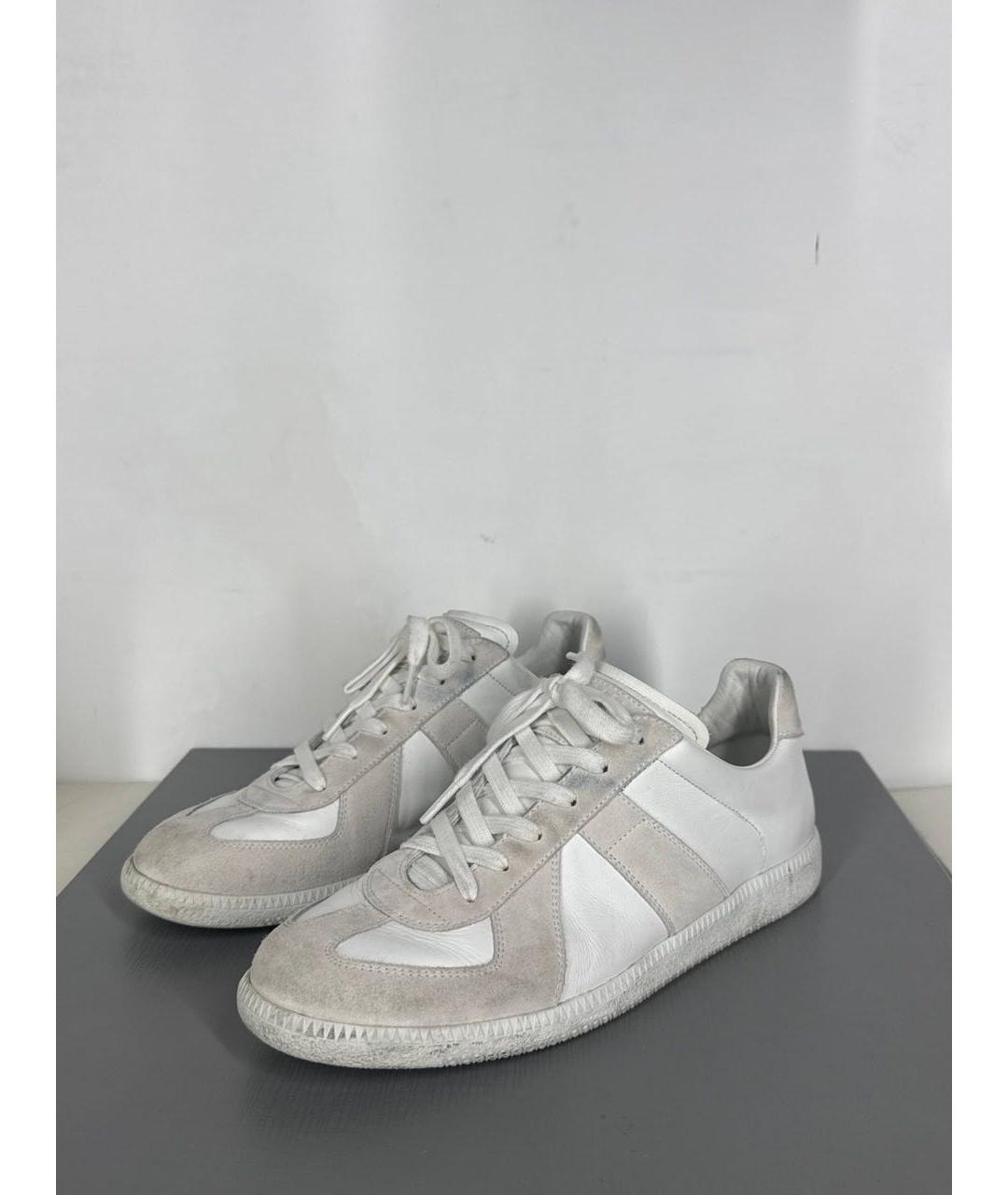 MAISON MARGIELA Белые замшевые низкие кроссовки / кеды, фото 4