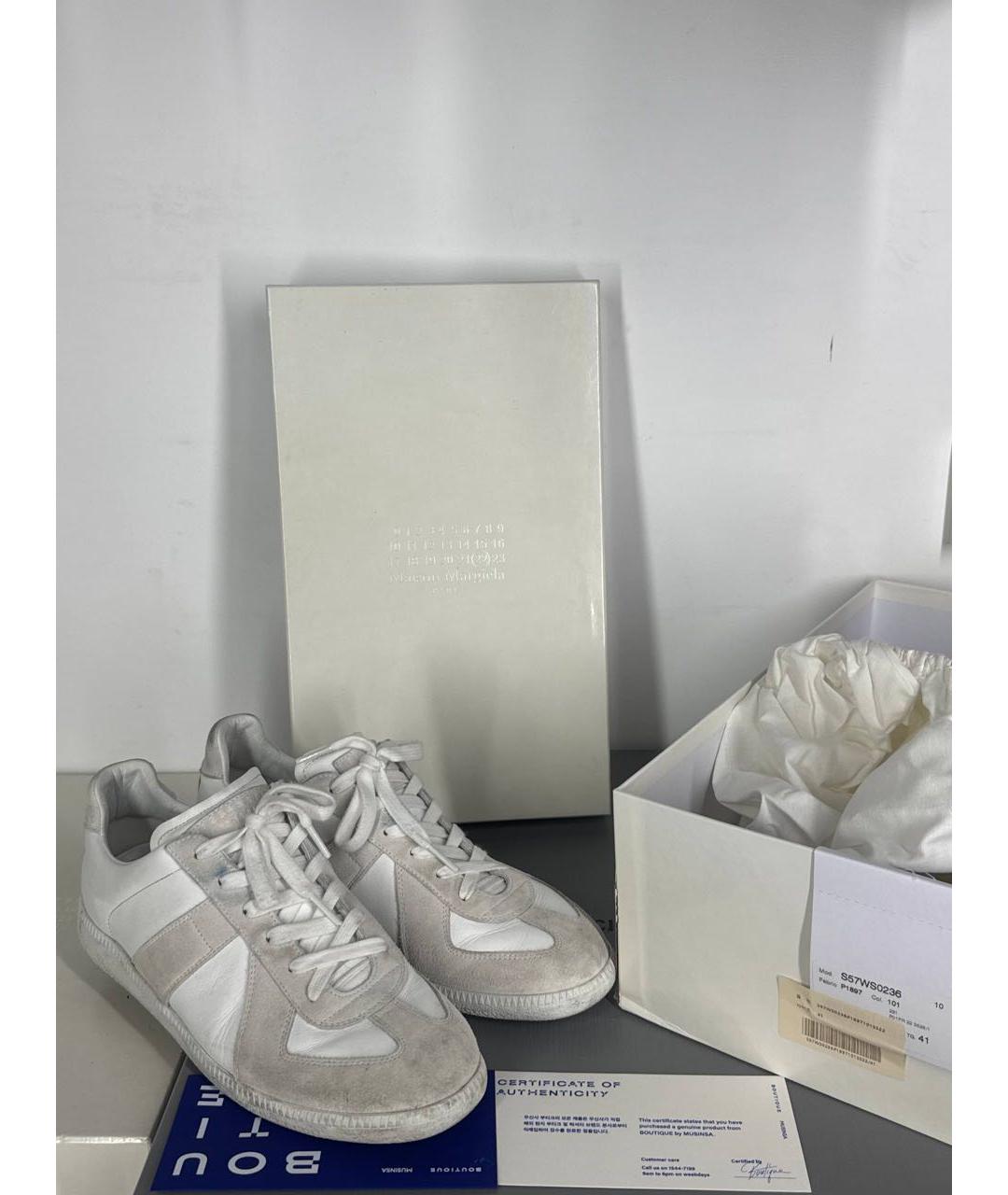 MAISON MARGIELA Белые замшевые низкие кроссовки / кеды, фото 7