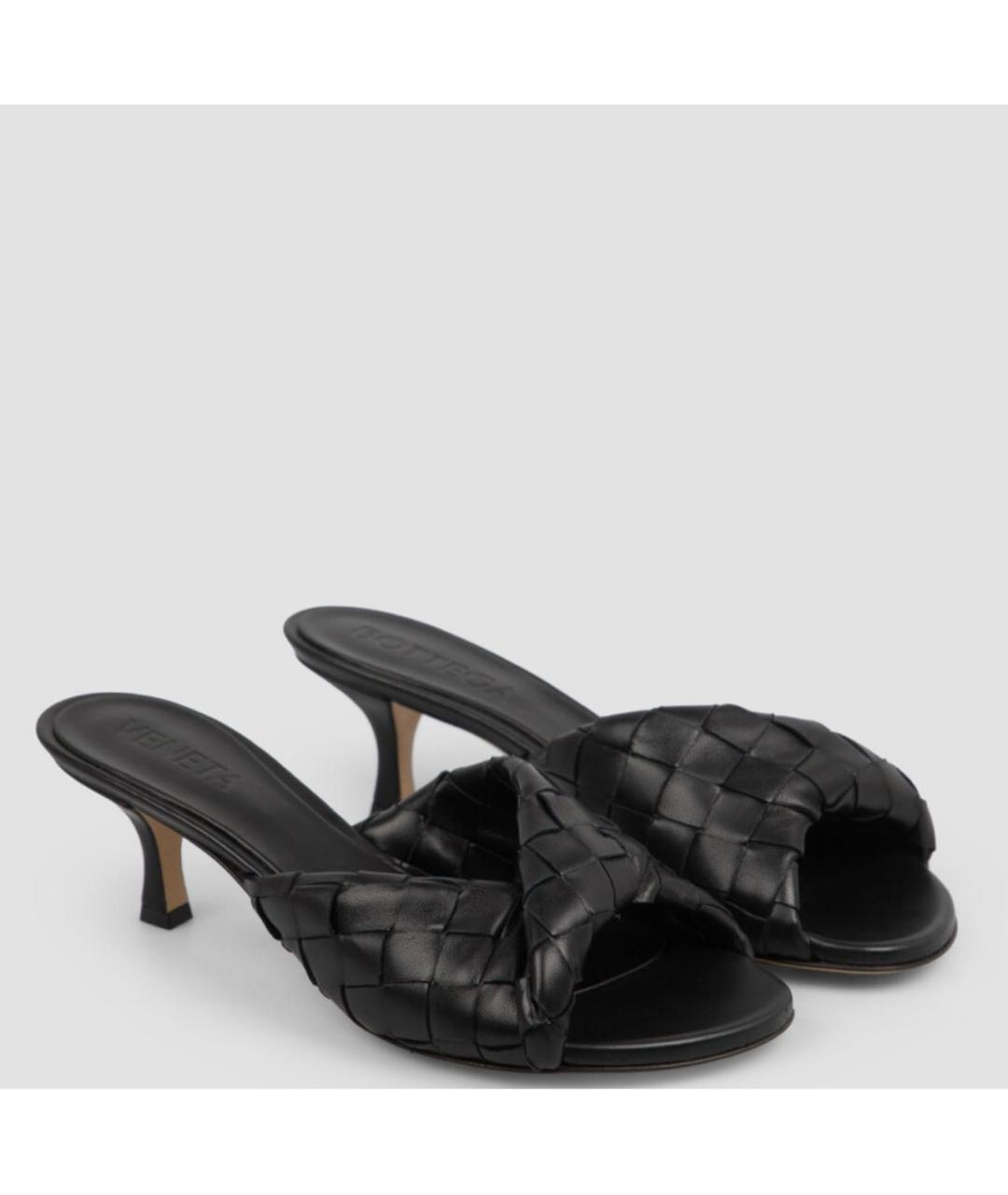 BOTTEGA VENETA Черные кожаные мюли, фото 2