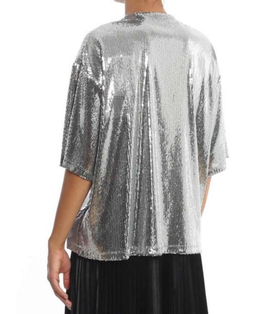 VALENTINO Серебряная полиэстеровая футболка, фото 2