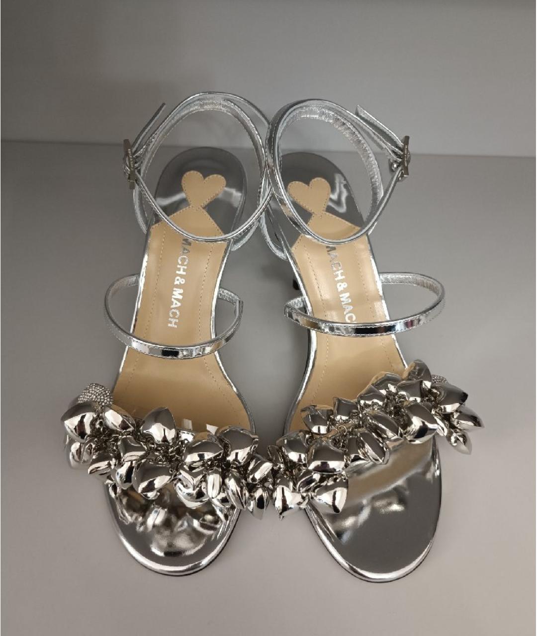 MACH&MACH Серебряные босоножки из лакированной кожи, фото 4