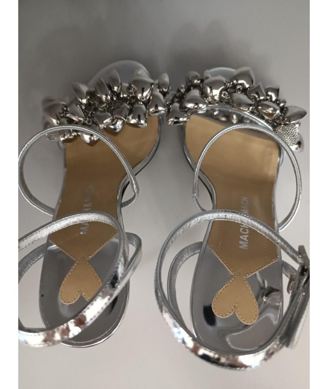 MACH&MACH Серебряные босоножки из лакированной кожи, фото 3