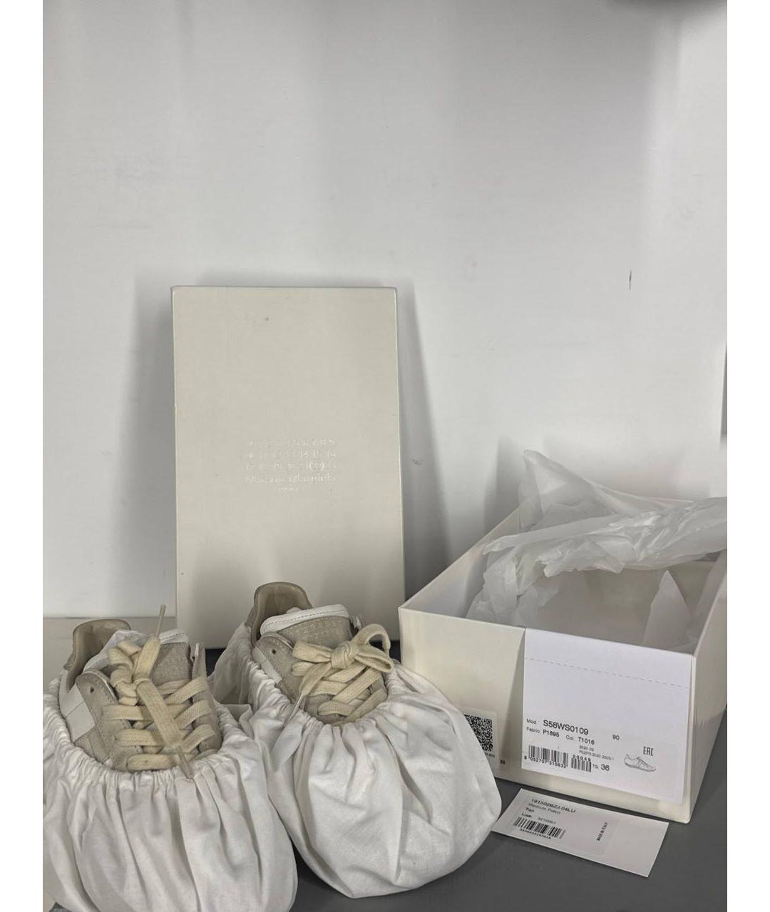 MAISON MARGIELA Бежевые кожаные кроссовки, фото 7