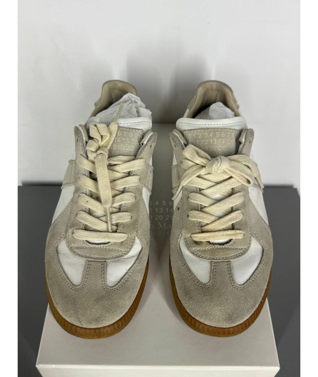 MAISON MARGIELA Бежевые кожаные кроссовки, фото 3