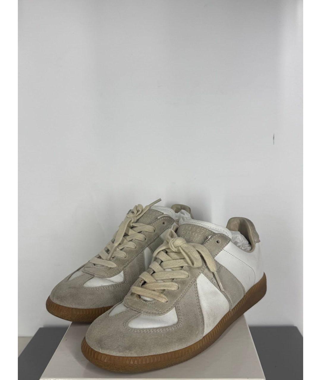 MAISON MARGIELA Бежевые кожаные кроссовки, фото 4