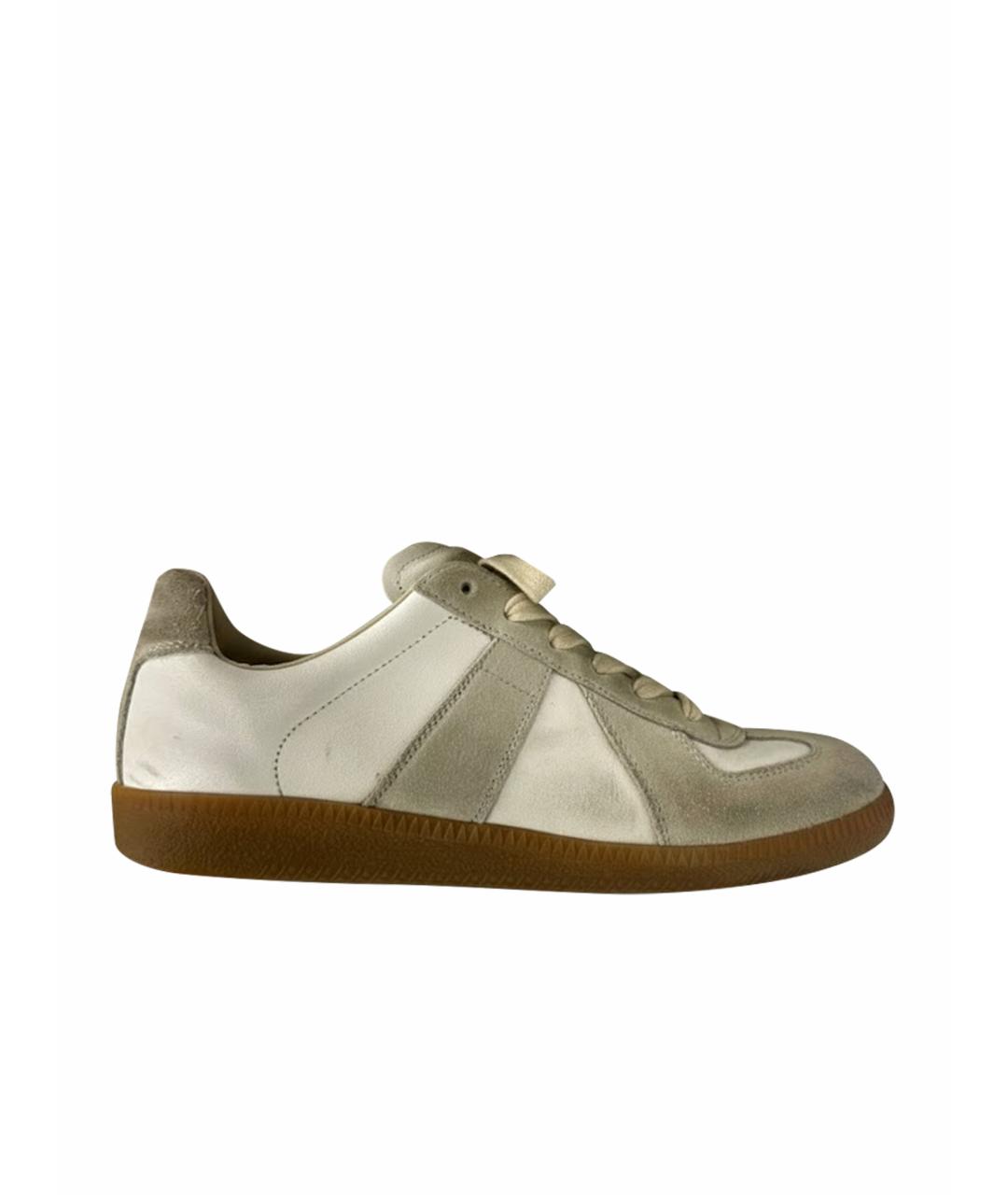 MAISON MARGIELA Бежевые кожаные кроссовки, фото 1