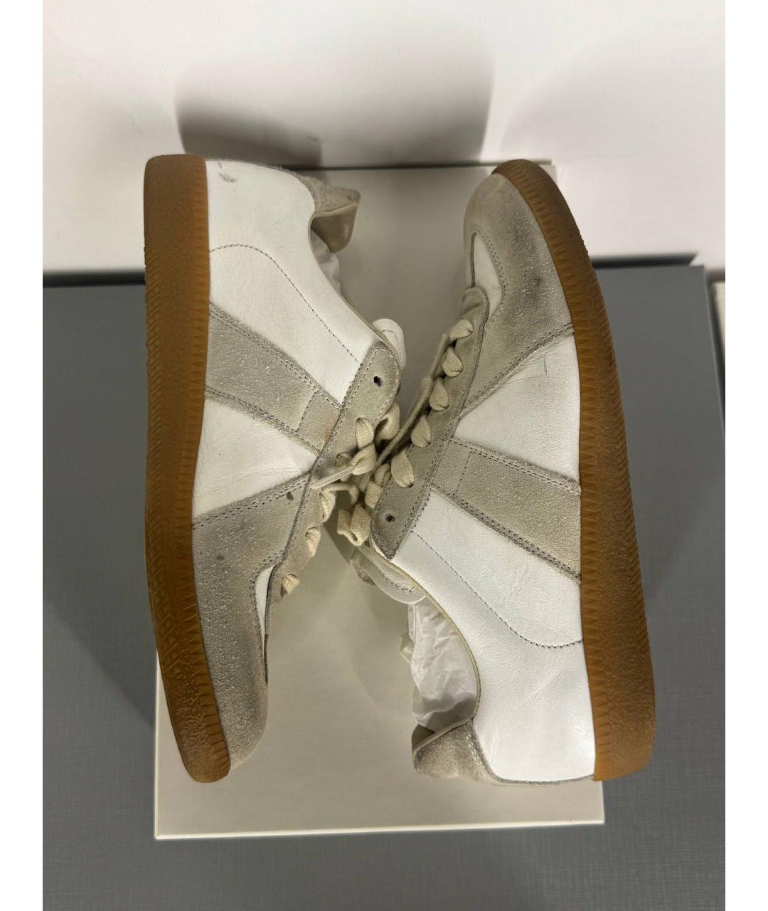 MAISON MARGIELA Бежевые кожаные кроссовки, фото 6