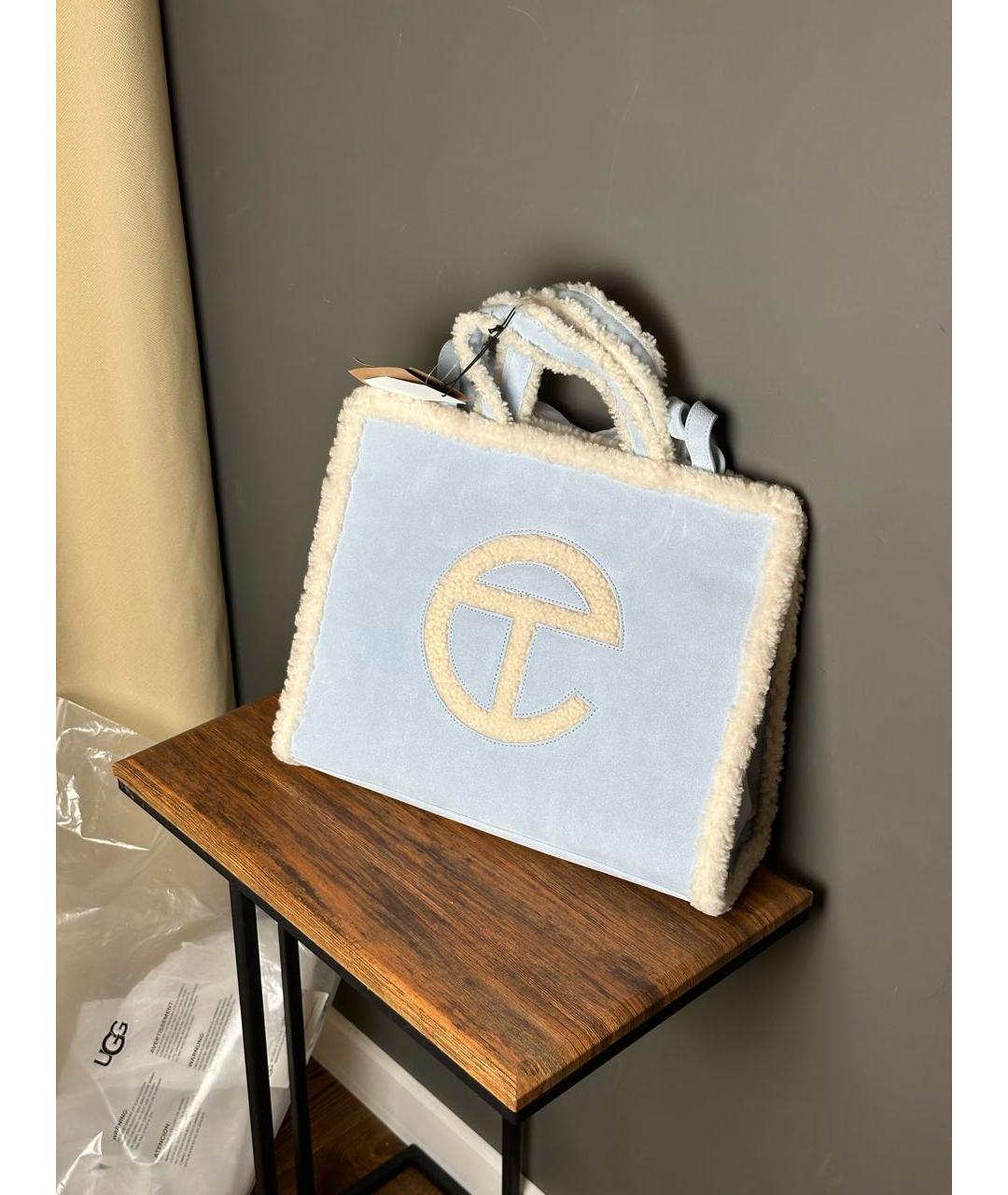 TELFAR Голубая замшевая сумка тоут, фото 2