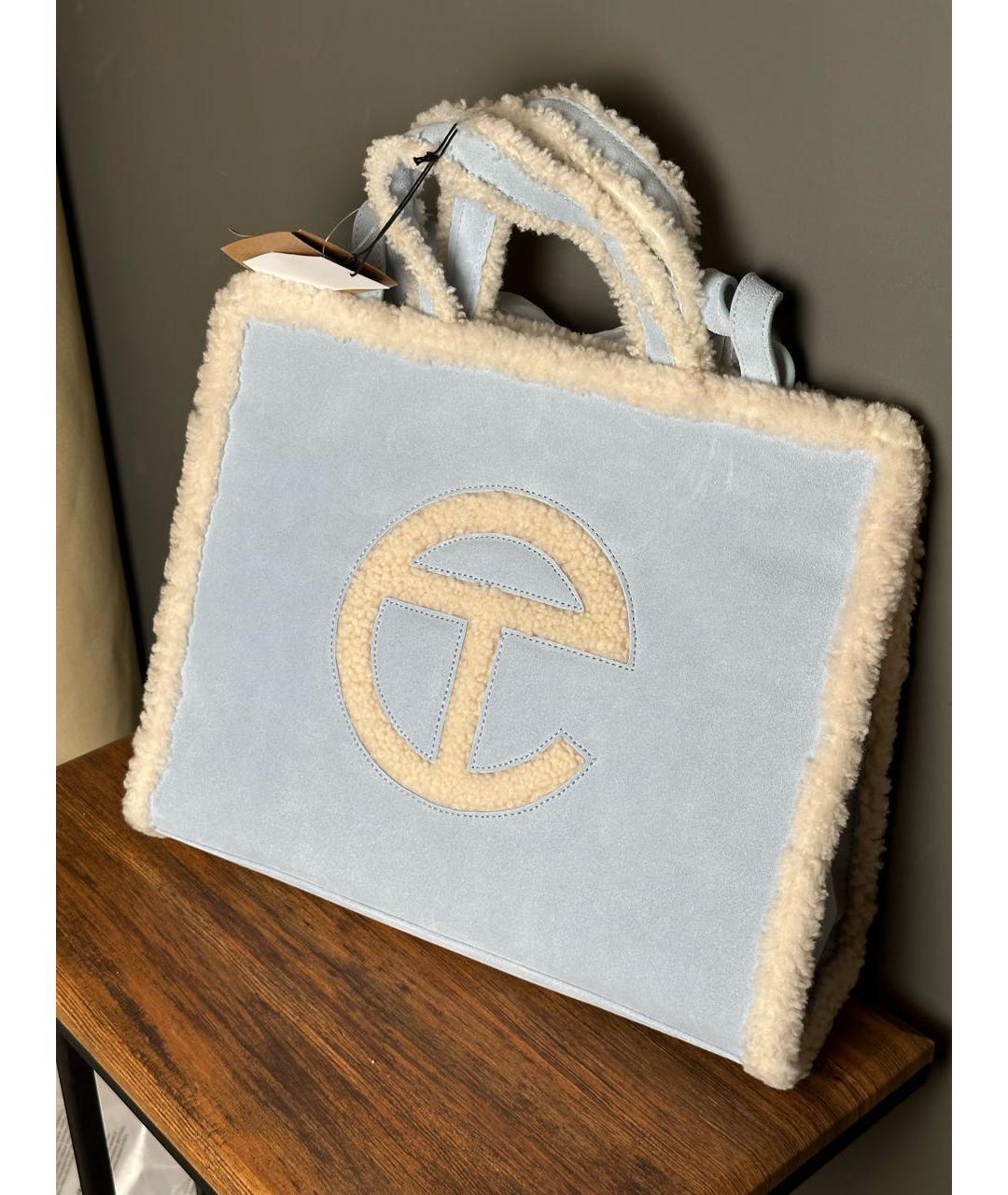 TELFAR Голубая замшевая сумка тоут, фото 3