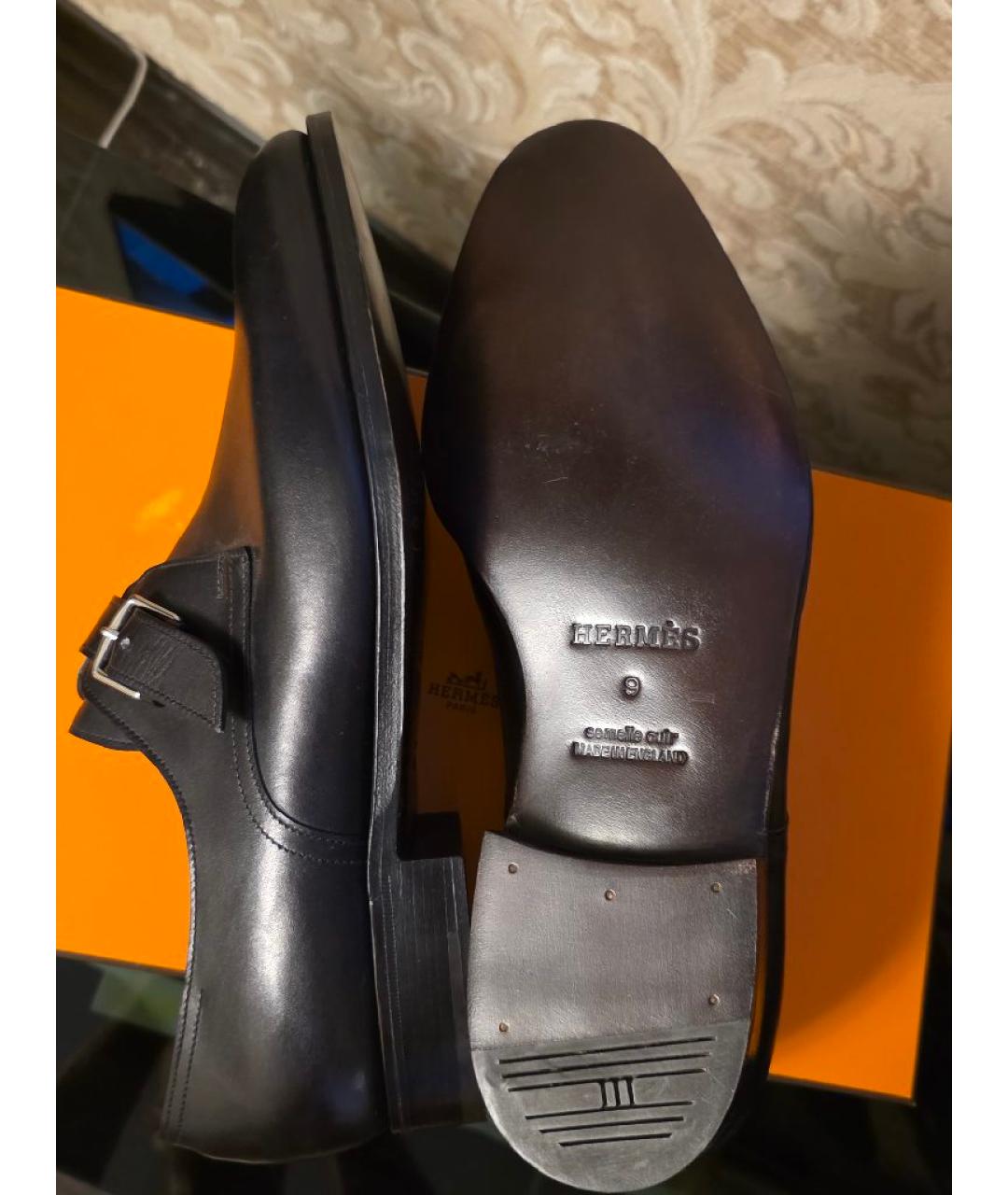 HERMES Черные кожаные низкие ботинки, фото 5
