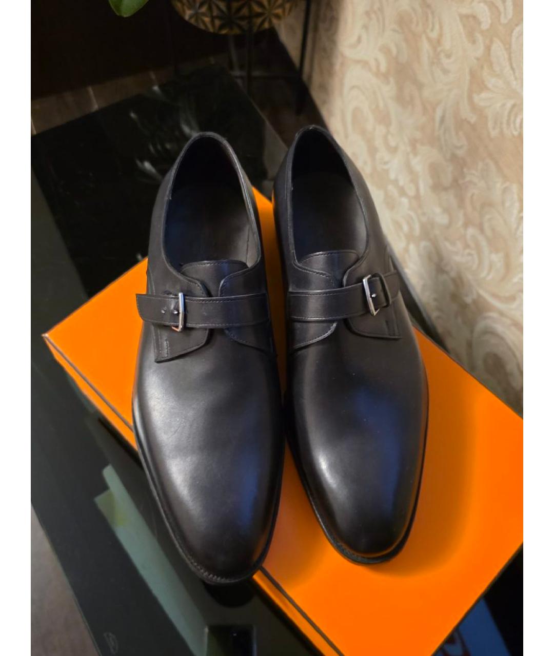 HERMES Черные кожаные низкие ботинки, фото 2