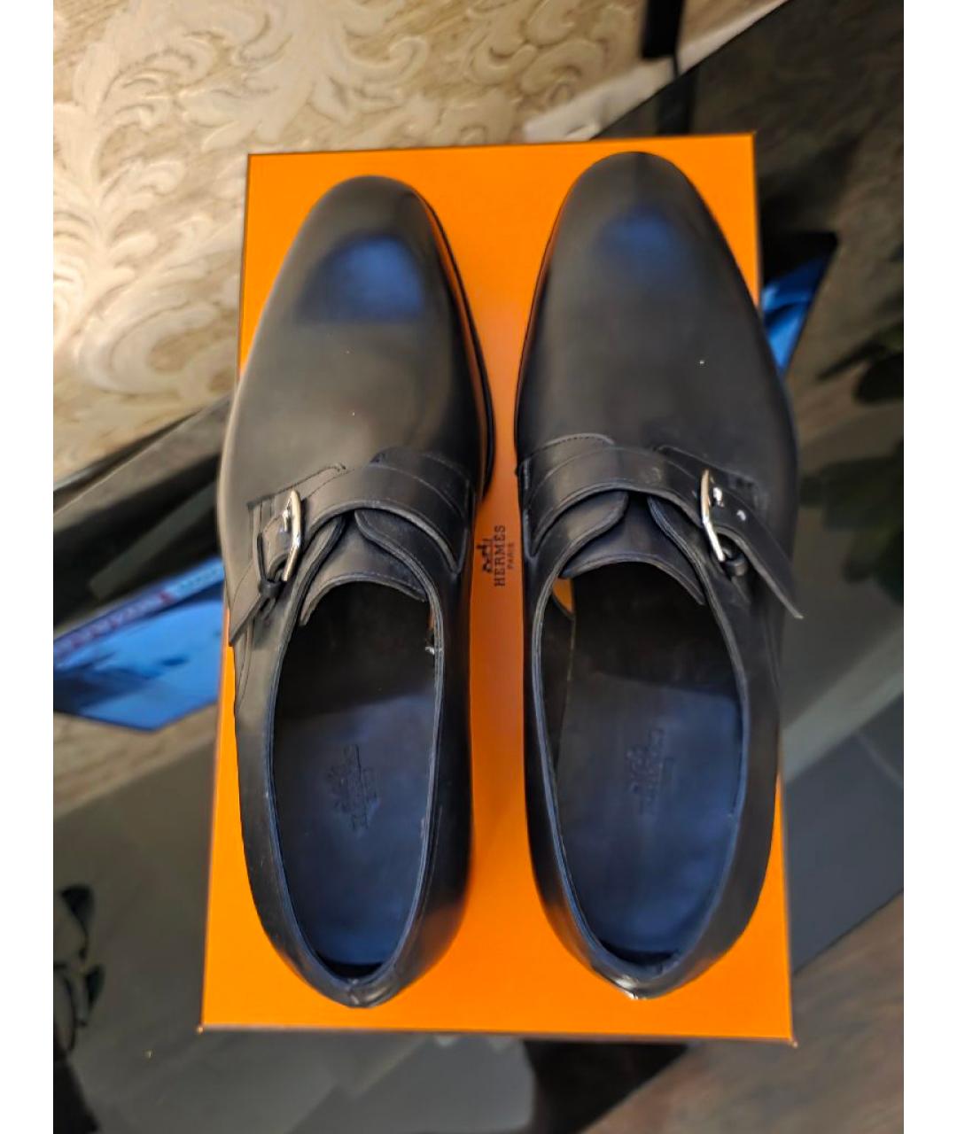 HERMES Черные кожаные низкие ботинки, фото 3