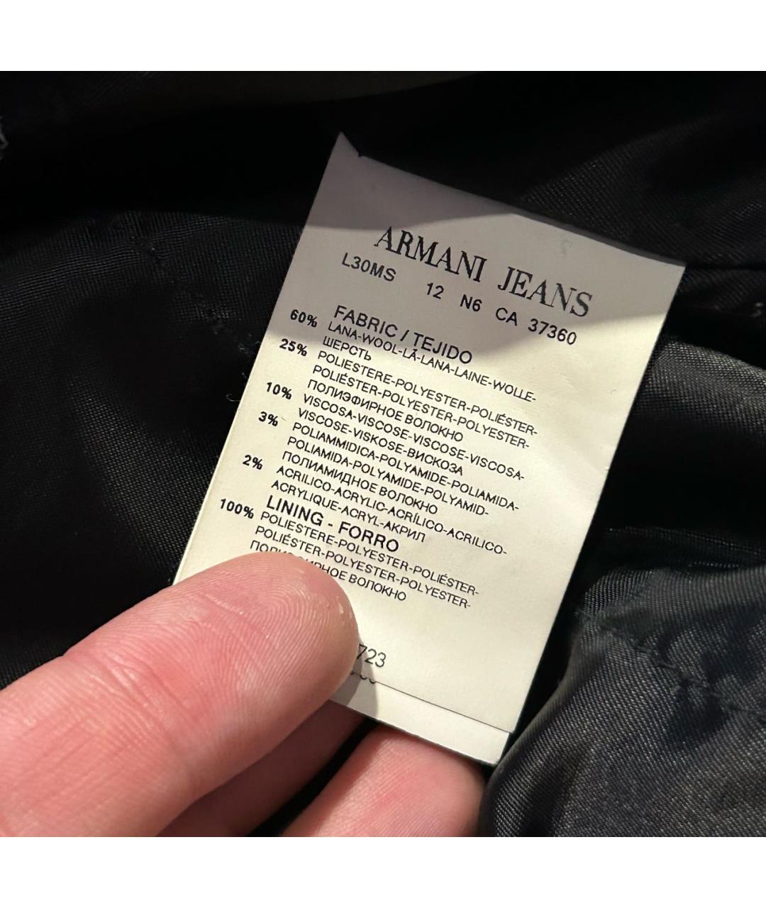 ARMANI JEANS Черное шерстяное пальто, фото 5
