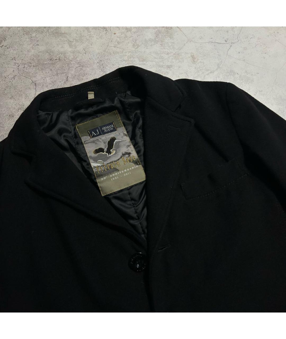 ARMANI JEANS Черное шерстяное пальто, фото 3