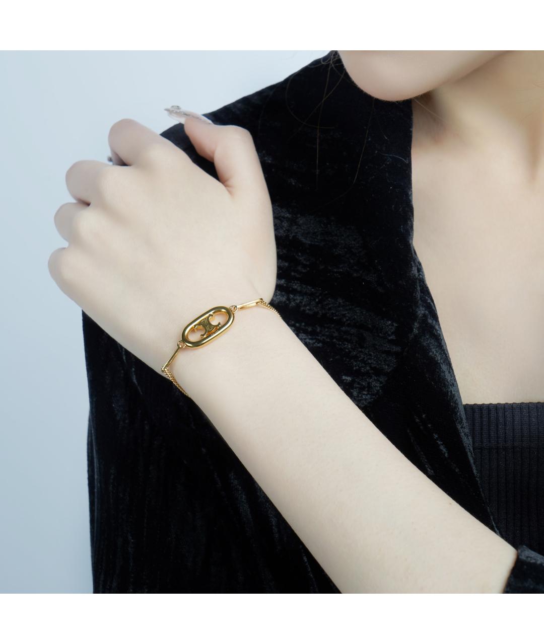 CELINE Золотой металлический браслет, фото 3