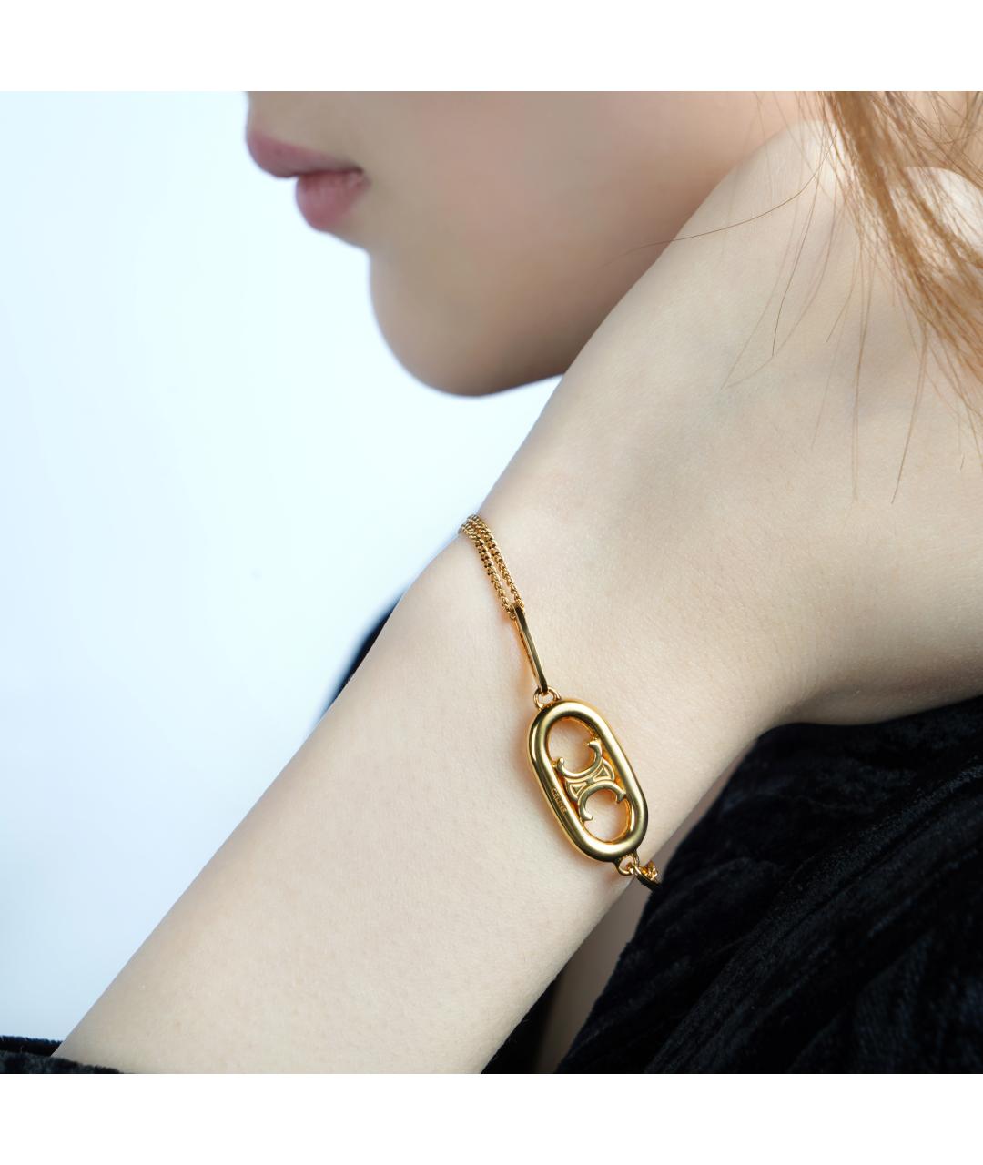 CELINE Золотой металлический браслет, фото 4