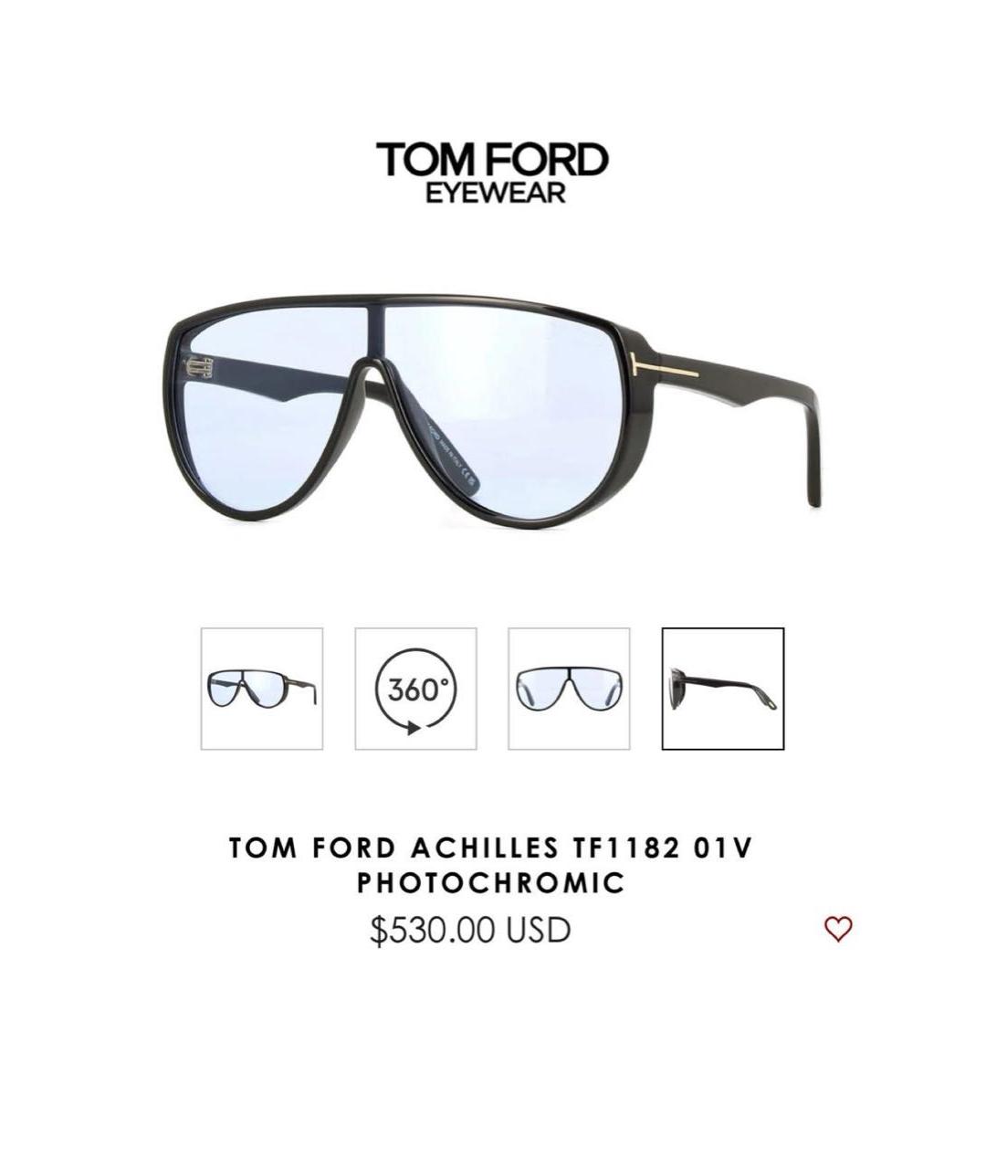 TOM FORD Черные пластиковые солнцезащитные очки, фото 6